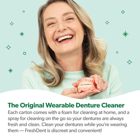 EverSmile FreshDent Denture Cleaner + Teeth Whitening Spray – Travel Size Alternative to Cleaning Tablets, 50ml + 10ml