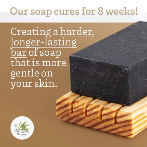 Southern Natural Handmade Activated Charcoal Soap Bar - 2 Pack, 4.5 oz for Face & Body, Sensitive Skin Relief