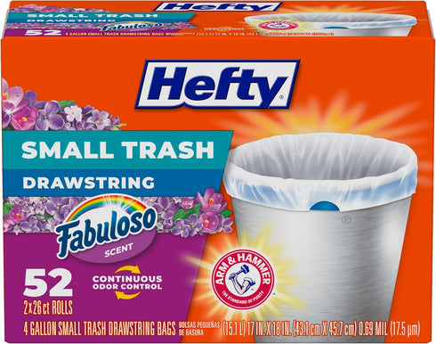 Hefty Small Trash Bags - Fabuloso Scent, 4 Gallon, 52 Count