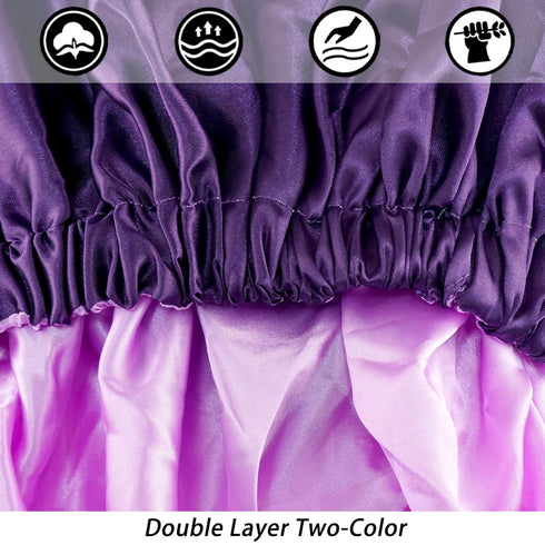 Satin Bonnet Silk Hair Bonnet for Sleeping, Slouchy Beanie Hat for Women's Natural & Curly Hair (Purple)
