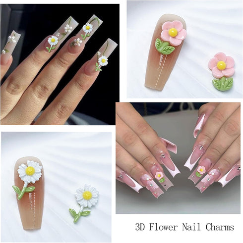 VOTACOS Flower Nail Charms, Summer Nail Art Supplies, Colorful Flower Nail Gems for Women Nail Design