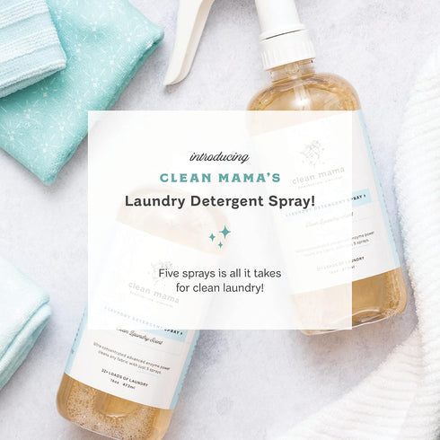 Clean Mama Laundry Detergent Spray & Pre-Treater, 16 oz - Natural Soap for Sensitive Skin, Eco-Friendly