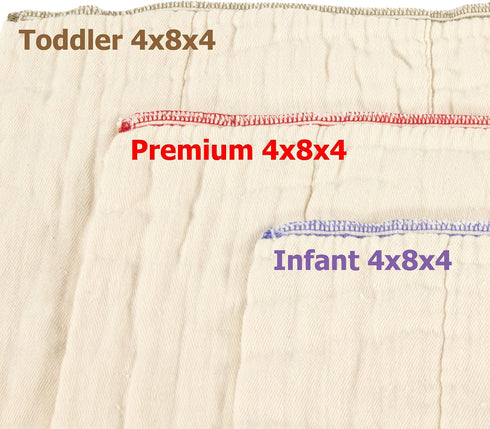 OsoCozy -100% 3 4x8x4 25-45 lb.) 1 Dozen Better Fit Unbleached Prefold Cloth Diapers Cotton, Gauze Weave, Sized for Tri