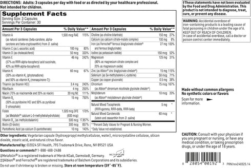 Klaire Labs Prenatal & Nursing Formula - Postnatal & Prenatal Vitamins for Women, 90 Capsules with Chelated Iron &