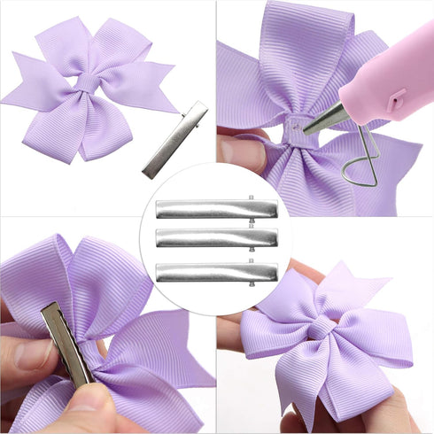 Silver Metal Alligator Hair Clips - 100 Pcs Flat Top with Teeth, 55mm, Hairdressing Salon Hairpins