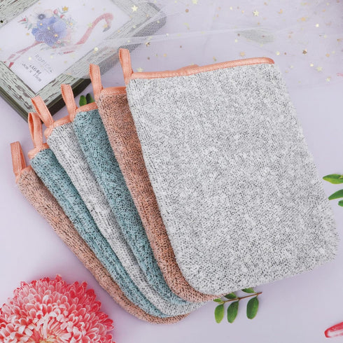 PHOGARY 6 Pack Microfiber Body Wash Mitts, 6×8 Inch, Super Absorbent & Soft Face Mitten, Reusable Makeup Remover Mitt