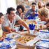 175 Pcs Blue White Floral Disposable Tableware Set for 25 Guests - Paper Plates, Napkins, Cups, Cutlery for Parties