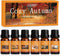 SALUBRITO Fall Essential Oils Set - Autumn Fragrance Oil for Diffuser, Candle Making, 6x10ml - Cinnamon, Pumpkin Spice