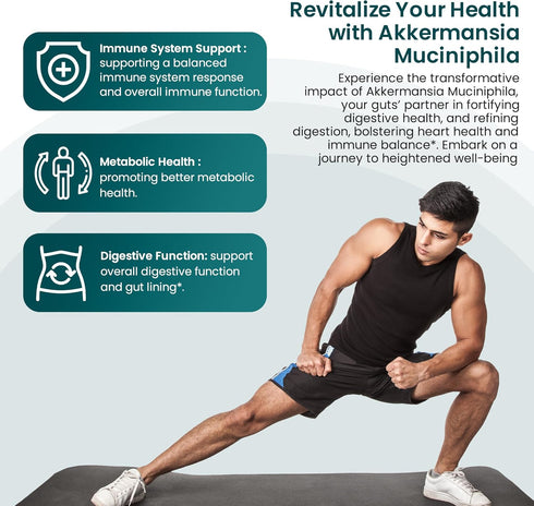 Akkermansia Muciniphila Probiotics | 5 Billion TFU for Digestive Health | Prebiotics & Probiotics for Women & Men | 60