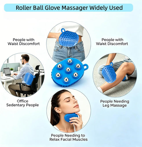 VOSCHOIX 2Pcs Roller Ball Glove Massager, Lymphatic Massage Tool Gua Sha Fascia Muscle Release for Face, Neck, Back
