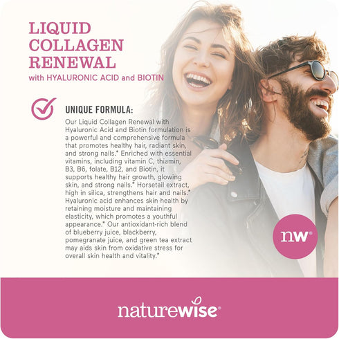 NatureWise Liquid Collagen for Women & Men 4000mg, Collagen Peptides with Biotin, Vitamin C, Mixed Berry