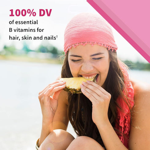 Women’s Multivitamin Gummy with Iron: Folate, Biotin, D3 & B12 for Hair, Skin & Nails, Probiotics - 90 Cherry Gummies