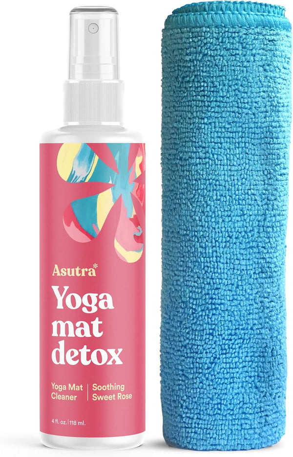 ASUTRA Yoga Mat Cleaner Spray (Soothing Sweet Rose) - 4 fl oz, Organic Essential Oils, Deep-Cleansing for Fitness Gear