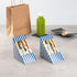 Restaurantware Cafe Vision Sandwich Paper Boxes - 25 Large Disposable Wedge Boxes with Window, Blue and White