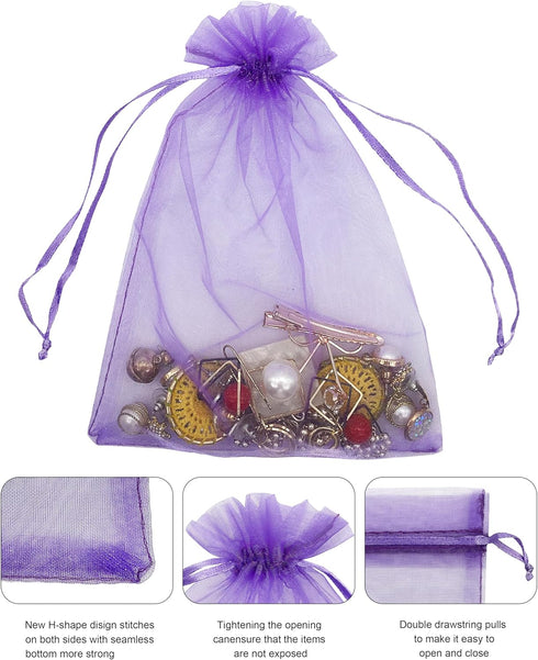 120PCS Sheer Organza Bags 5X7 inches - Mesh Drawstring Gift Bags for Jewelry, Wedding, Party, Baby Shower Favor
