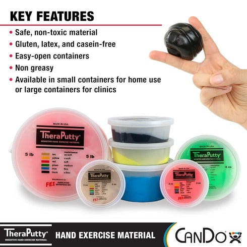 CanDo 10-1470 TheraPutty Standard Hand Exercise Putty, X-Firm, 1lb