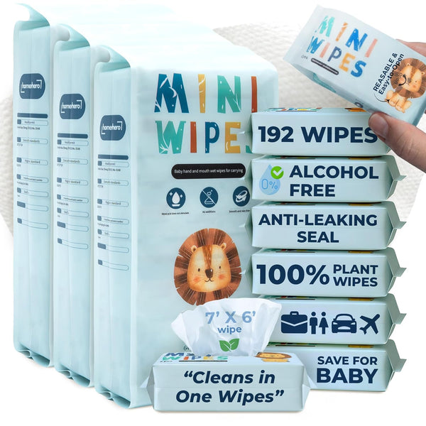 HomeyHero Travel Baby Wipes - 100% Plant-Based Bamboo, Safe for Babies & Sensitive