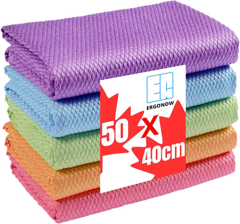 Extra Large Fish Scale Glass Cleaning Cloth, Lint Free Nanoscale Microfiber Tower, Polishing Tower 15.8" x 19.7" (Mix,