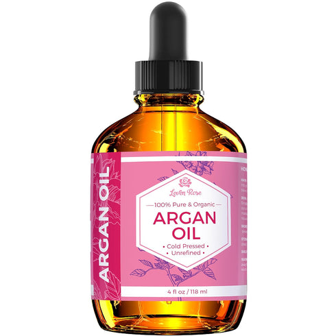 Leven Rose Argan Oil for Face, Hair, Skin - 4 oz 100% Pure Moroccan Cold-Pressed Organic