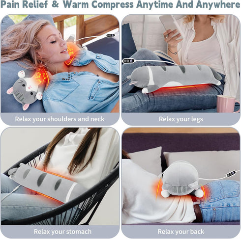 Relief,22 Cat Heating Pad-USB Heated Plush Stuffed Animals for Period Cramps and Menstrual Pain Portable Electric
