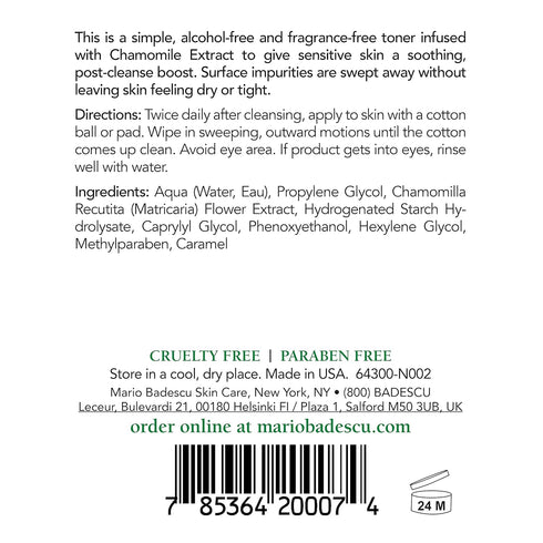 Mario Badescu Chamomile Cleansing Lotion - Alcohol Free & Fragrance Free Toner for Face - Soothing, Calming, Non-Drying Pore Cleanser Skin Care