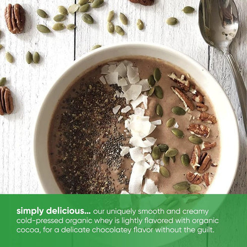 simply tera's organic whey protein powder, dark chocolate flavor