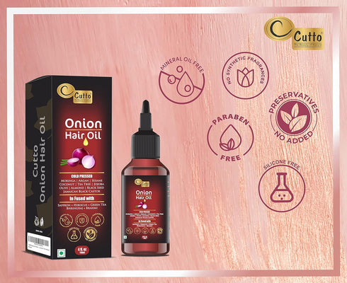 Onion Hair Oil (4 fl. oz) - Enriched with 15 Oils & Extracts for Long, Lustrous & Shiny Hair, No Mineral