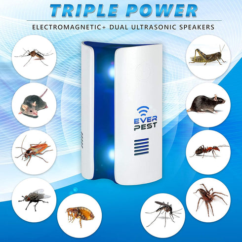 Ultrasonic Pest Control Repeller Plug-in, Electronic Insect Defender for Indoor Roach, Bed Bug, Mouse, Mosquito