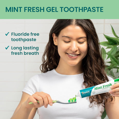 Himalaya Mint Fresh Gel Toothpaste - Fluoride Free, 6.17 oz to Reduce Plaque & Brighten Teeth
