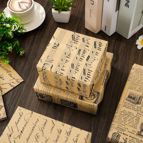 JarThenaAMCS 12 Sheet Vintage Newspaper Wrapping Paper - Not Roll - Retro Gift Wrap Paper for DIY Crafts