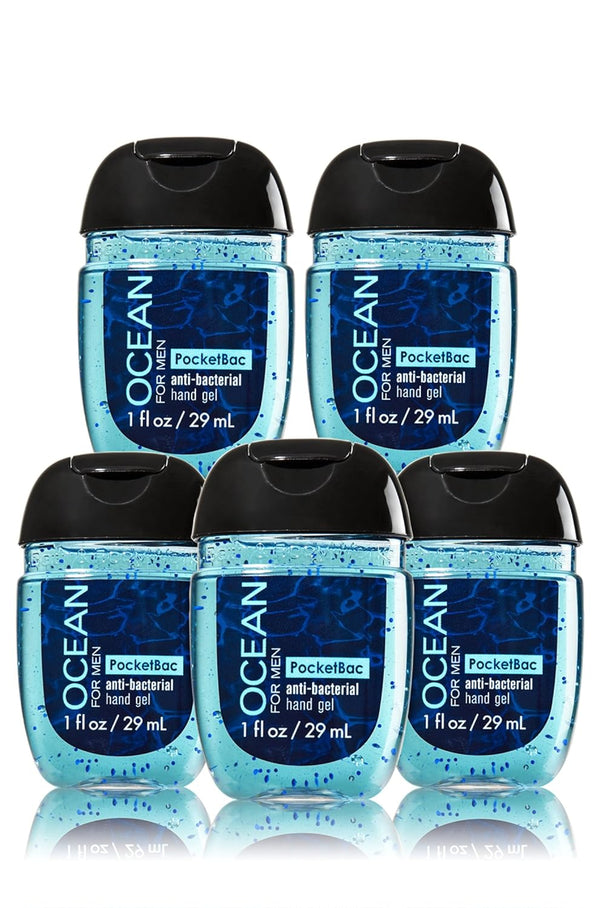 Bath & Body Works Ocean for Men Pocketbac - Bundle of 5 Antibacterial Hand Sanitizer Gel