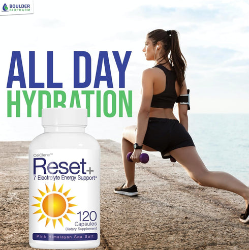 Reset+ 7 Energy Electrolytes - Methylated B12, Pink Salt, Magnesium, Potassium, Green Tea & Green Coffee Extracts,