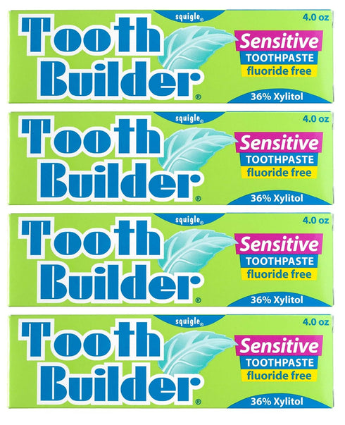 Squigle Tooth Builder SLS Free Toothpaste, Stops Tooth Sensitivity, Prevents Canker Sores, 4 Pack
