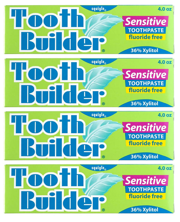 Squigle Tooth Builder SLS Free Toothpaste, Stops Tooth Sensitivity, Prevents Canker Sores, 4 Pack