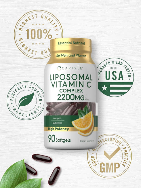 Carlyle Liposomal Vitamin C, 2200mg, 90 Softgels, High Potency Formula, Non-GMO & Gluten Free (Packaging May Vary)