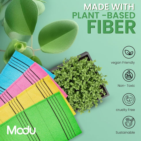 Modu 5 Pcs Korean Exfoliating Mitt Bath Washcloth, 9.1 X 6 in, Large 5 Pcs, Green