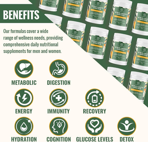 Sundhedsliv Immune| 30 Super Greens Powder Superfood + Electrolytes & Tonic Herbs | Organic Greens, Shilajit