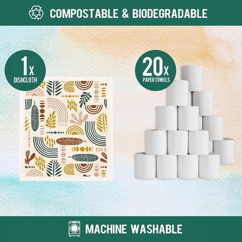 Kitchen,6 Pack Morigins Swedish Dishcloths for Minimalist Swedish Dish Towels,Cellulose Sponge Cloths,Non Scratch