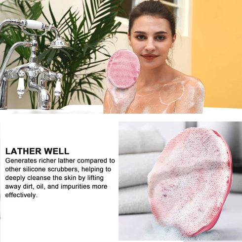 INNERNEED Soft Silicone Body Cleansing Brush, Gentle Exfoliating Shower Scrubber for All Skin Types, Pink