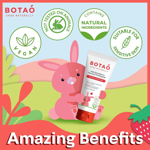 Kids Toothpaste, Natural Strawberry Flavored Anticavity Fluoride Toothpaste, Maximum Cavity Protection, EWG Verified,