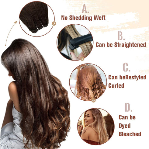 Hetto 12 Inch Sew in Hair Extensions, Balayage Brown to Blonde Weft, 70g Real Human Hair Extensions