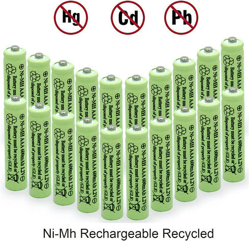 Solar Light Batteries AAA NiMH 600mAh 1.2V Rechargeable for Garden Solar Lights and Remotes (20 Pcs)