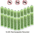 Solar Light Batteries AAA NiMH 600mAh 1.2V Rechargeable for Garden Solar Lights and Remotes (20 Pcs)