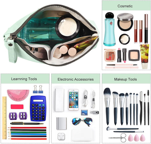 Small Makeup Bag for Women, Pu Leather Travel Makeup Pouch with Zipper, Makeup Bag for Purse