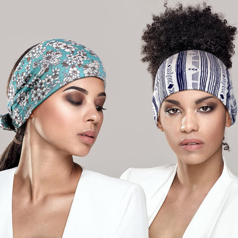 WILLBOND 6 Pieces Wide Headbands for Women, Adjustable Knotted African Hairband, Non-Slip Floral Hairbands for Yoga.