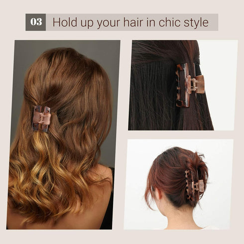 Shinowa 3 Pieces Leopard Print Hair Claw Clips, Strong Hold Jaw Clips for Thick Hair, Accessories for Women Girls,