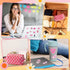 LieToi 67 Pcs Pink Checkered Cosmetic Bag Set, Knitted Toiletry Makeup Bags and Preppy Style Bracelets