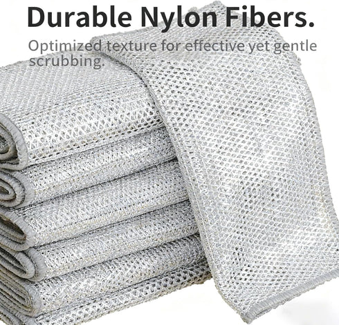 Mobacfy 20) Generic Non-Scratch Silver Mesh Dish Cloths - Reusable Diamond Weave Scrubber Cloths for Kitchen, Fast