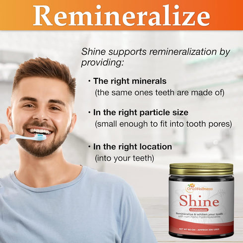 Shine Remineralizing Tooth Powder with Hydroxyapatite, Natural Teeth Whitening Powder, Cinnamon