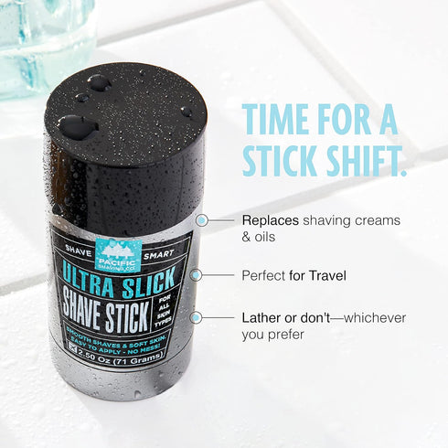 Pacific Shaving Company Ultra Slick Shave Stick, Travel-Friendly, 2.5 Oz, Good for All Skin Types